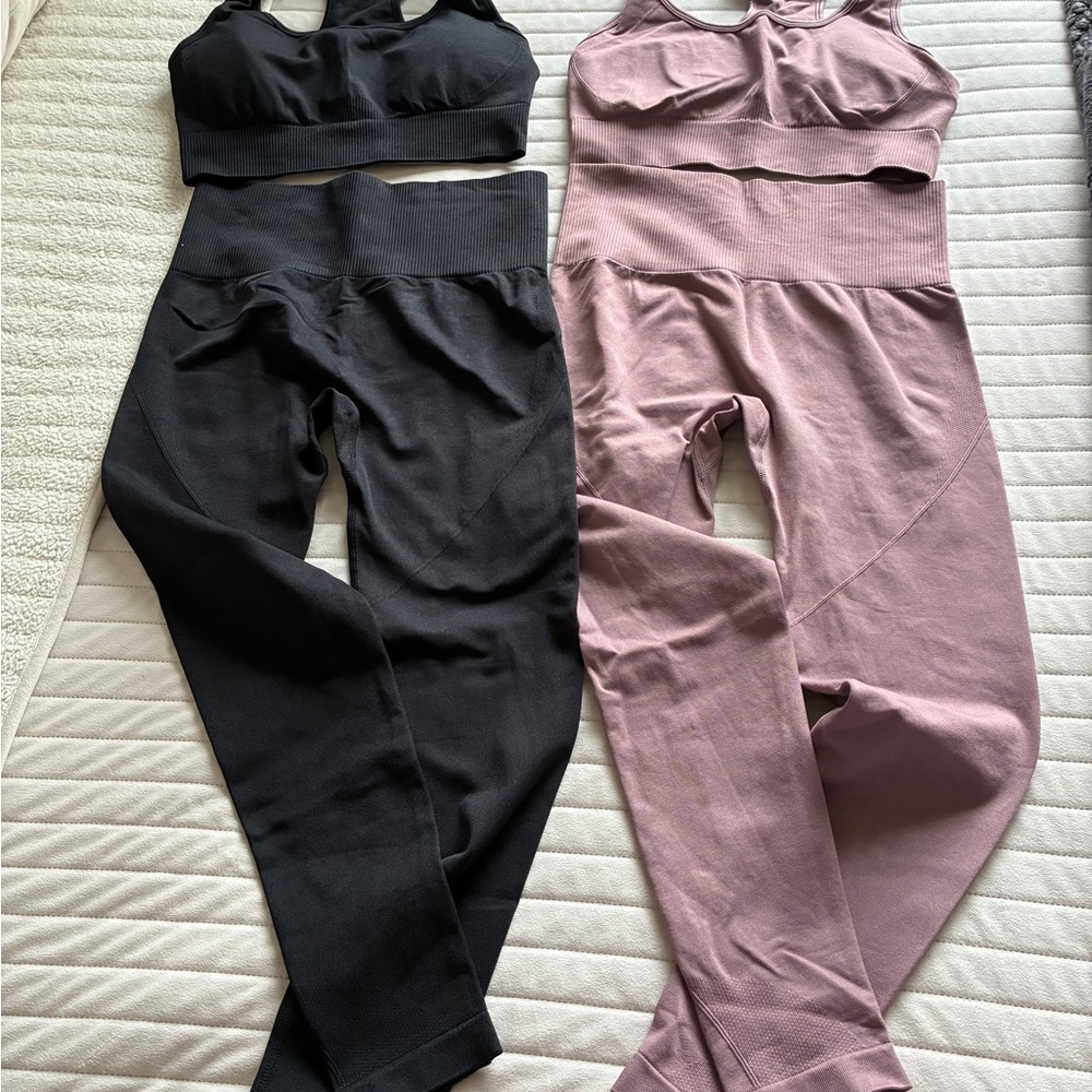 Stylish Black and Mauve Leggings Set